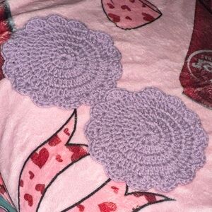 Handmade XL Lavender Crochet Flower Coasters